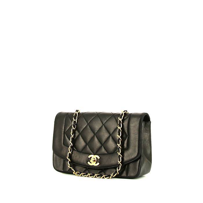 Chanel Vintage Diana Shoulder Bag in Black Quilted Leather