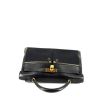 Hermes Kelly Lakis handbag in black Swift leather and black canvas - 360 Front thumbnail