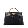 Hermes Kelly Lakis handbag in black Swift leather and black canvas - 360 thumbnail