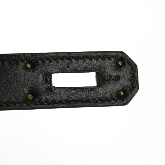 Hermes Kelly Lakis handbag in black Swift leather and black canvas - Detail D5