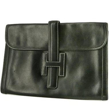 Bolsito de mano Hermès  Jige en cuero box negro