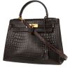 Hermès  Kelly 28 cm handbag  in brown porosus crocodile - 00pp thumbnail