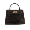 Hermès  Kelly 28 cm handbag  in brown porosus crocodile - 360 thumbnail