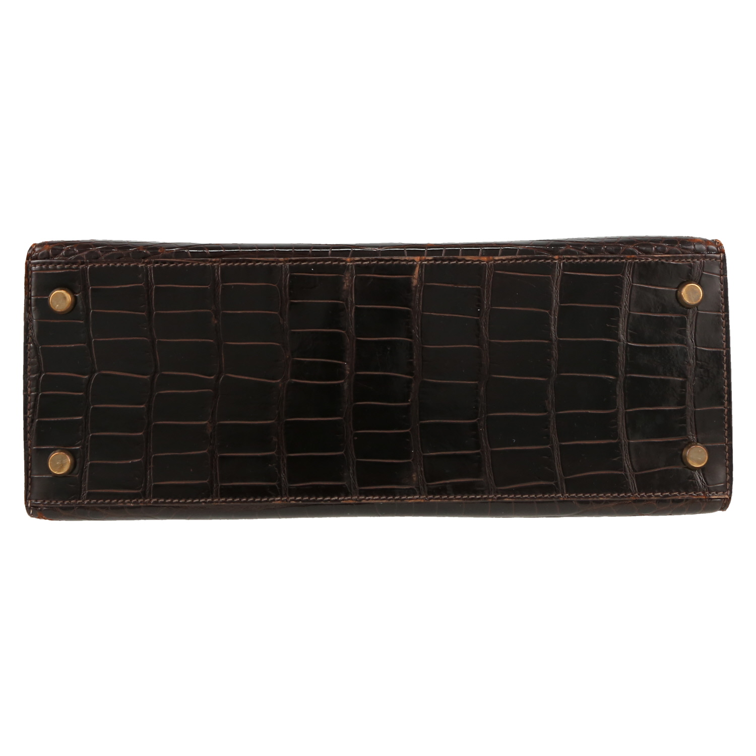 Hermès  Kelly 28 cm handbag  in brown porosus crocodile - Detail D1