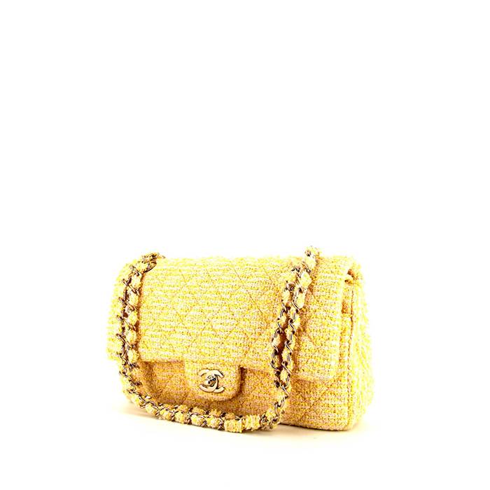 Chanel Timeless handbag in yellow quilted tweed - 00pp