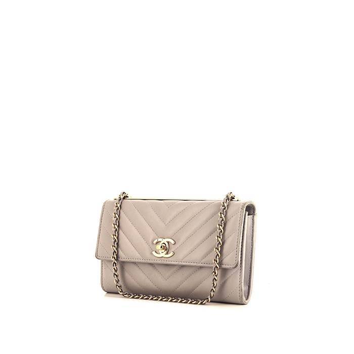 Chanel Wallet on Chain shoulder bag in grey chevron quilted leather - 00pp