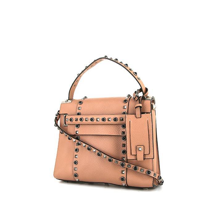 Valentino Rockstud handbag in pink grained leather - 00pp