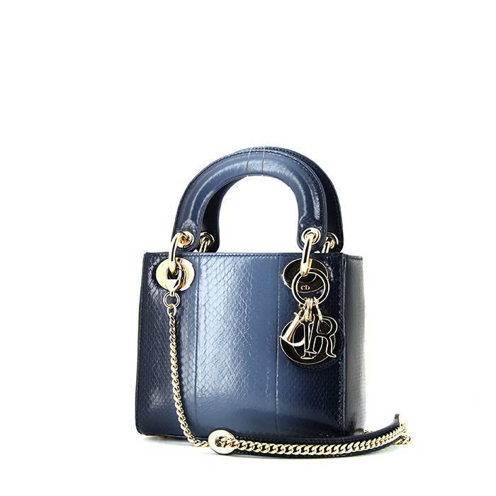Dior Mini Lady Dior handbag in blue shading python - 00pp