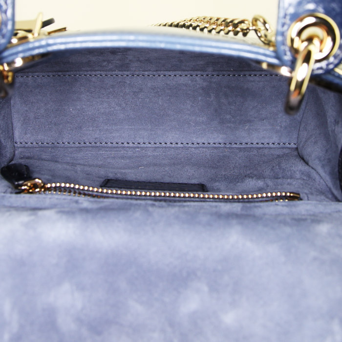 Borsa Dior Mini Lady Dior in pitone blu - Detail D3