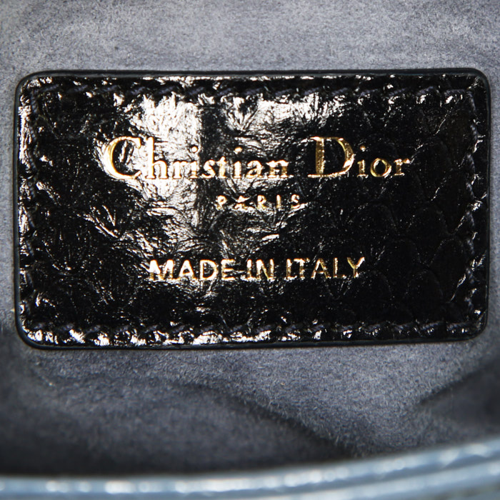 Borsa Dior Mini Lady Dior in pitone blu - Detail D4