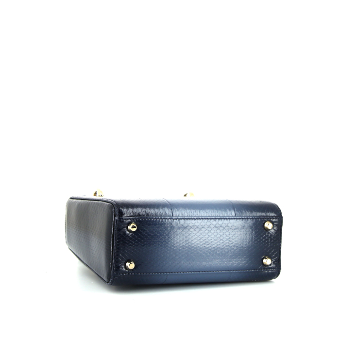 Dior Mini Lady Dior handbag in blue shading python - Detail D5