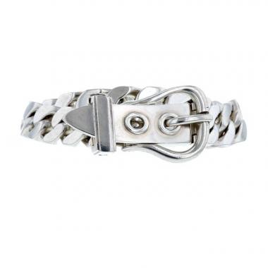 Brazalete época años 80 Hermès Boucle Sellier modelo mediano en plata