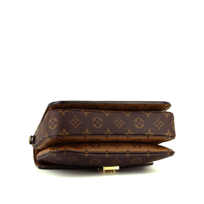 Bolso de mano Louis Vuitton Metis en lona Monogram marrón y cuero negro - Detail D5