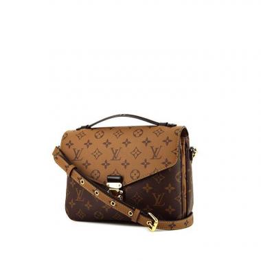 Bolso de mano Louis Vuitton Metis en lona Monogram marrón y cuero negro