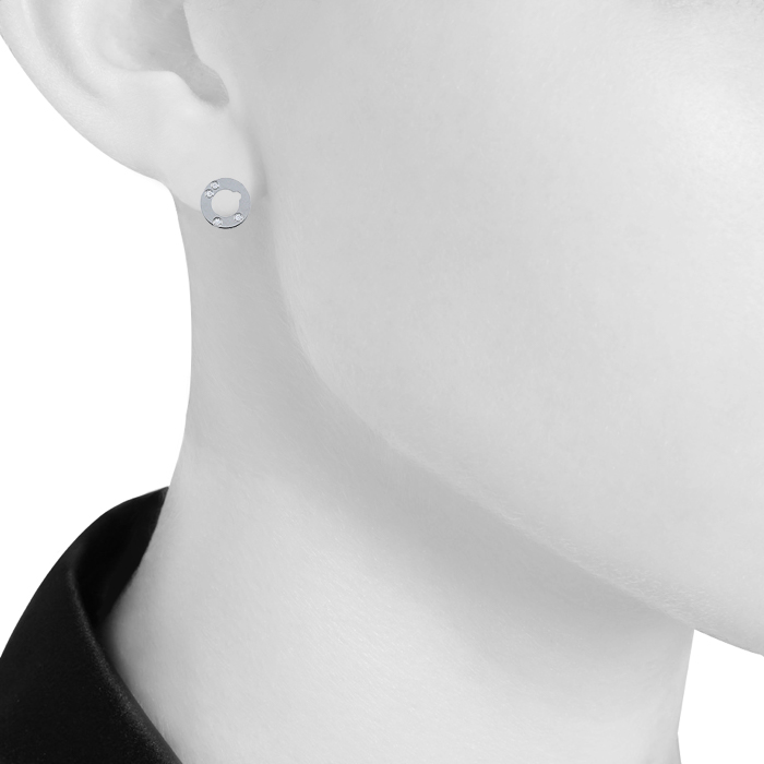 Dinh Van Cible small earrings in white gold and diamonds - Detail D1