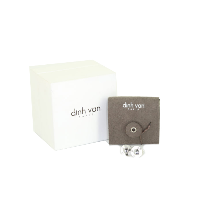 Orecchini a bottone Dinh Van Cible in oro bianco e diamanti - Detail D2