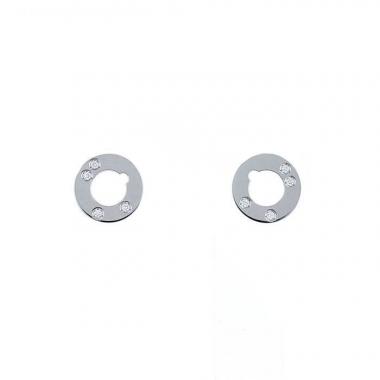 Paire de puces d'oreilles Dinh Van Cible en or blanc et diamants