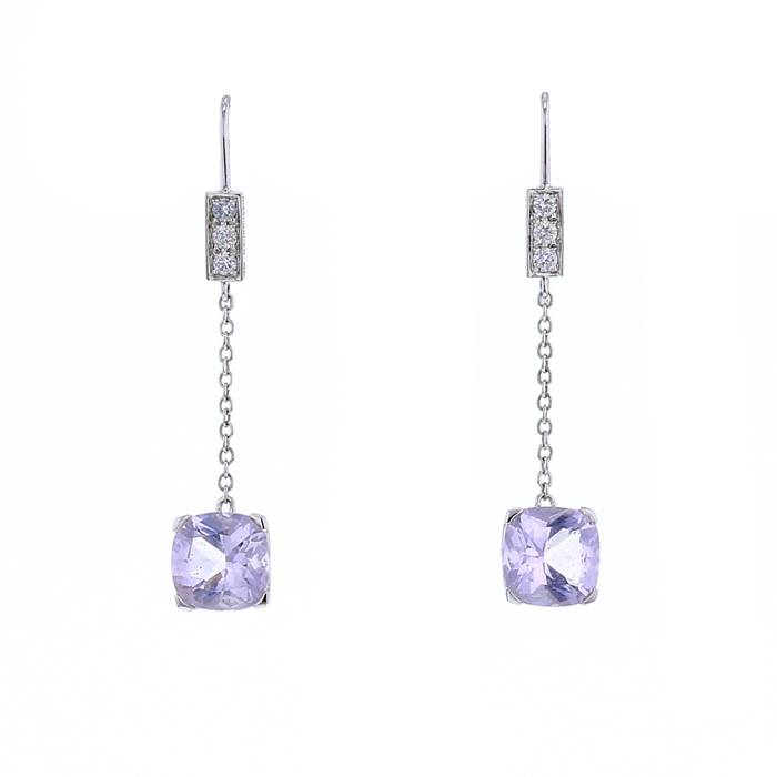 Mauboussin Gueule d'Amour pendants earrings in white gold,  amethysts and diamonds - 00pp