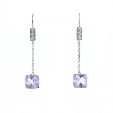 Pendientes colgantes Mauboussin Gueule d'Amour en oro blanco,  amatistas y diamantes