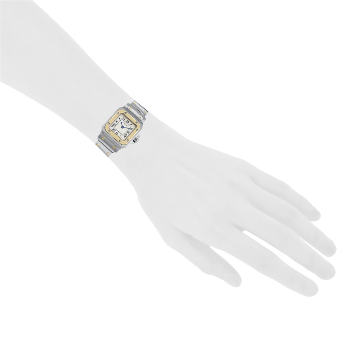 Cartier Santos Galbée watch in gold and stainless steel Ref:  1567 Circa  1990 - Detail D1