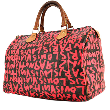 Bolso de mano Louis Vuitton  Speedy Editions Limitées en lona Monogram marrón y roja y cuero natural