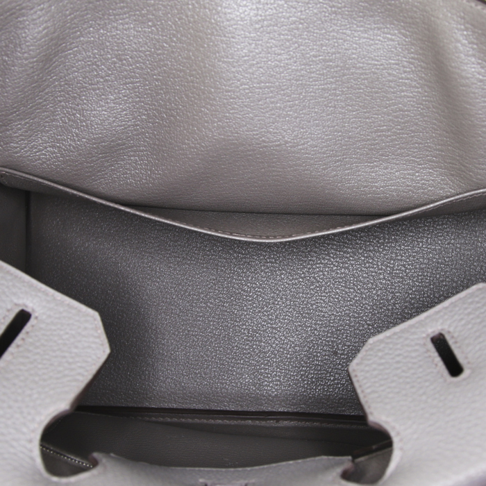 Hermes Birkin 30 cm handbag in grey togo leather - Detail D2