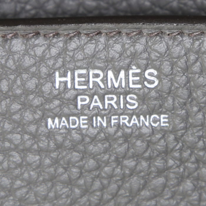 Sac à main Hermes Birkin 30 cm en cuir togo gris étain - Detail D3