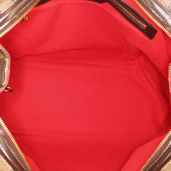 Bolso de mano Louis Vuitton Chelsea en lona a cuadros ébano y cuero marrón - Detail D2