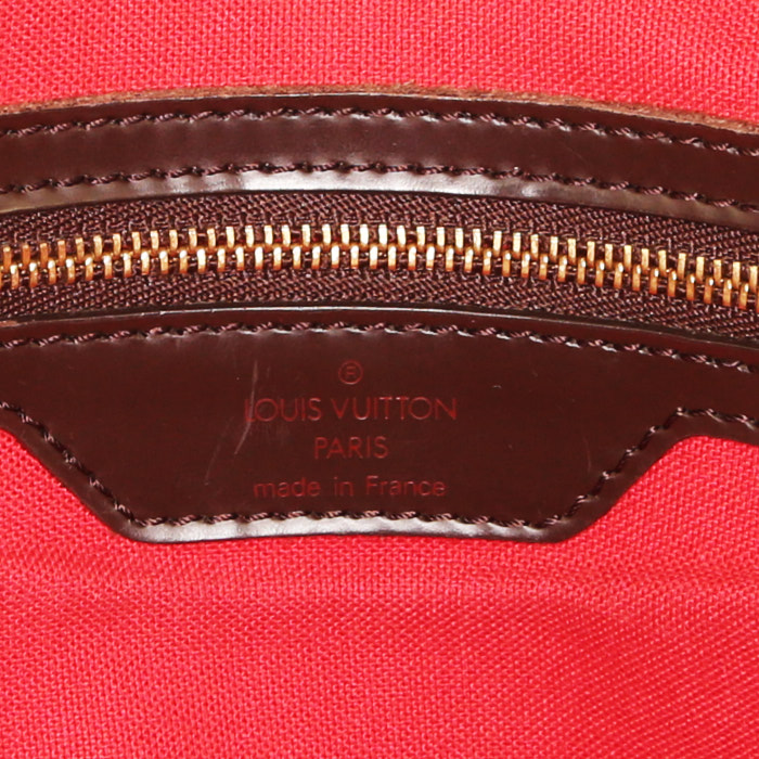 Bolso de mano Louis Vuitton Chelsea en lona a cuadros ébano y cuero marrón - Detail D3