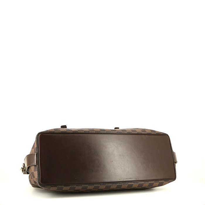 Bolso de mano Louis Vuitton Chelsea en lona a cuadros ébano y cuero marrón - Detail D4