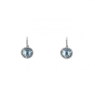Paire de boucles d'oreilles Pomellato Colpo Di Fulmine en or blanc,  topaze bleue et diamants