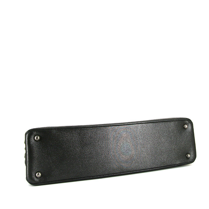 Sac cabas Chanel Grand Shopping en cuir irisé gris - Detail D4