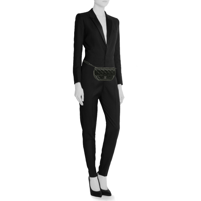 Chanel clutch-belt in black quilted leather - Detail D1