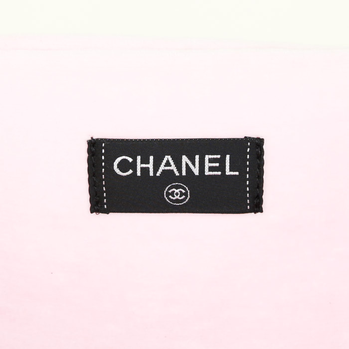 Sac cabas Chanel Grand Shopping en tissu-éponge rose - Detail D3