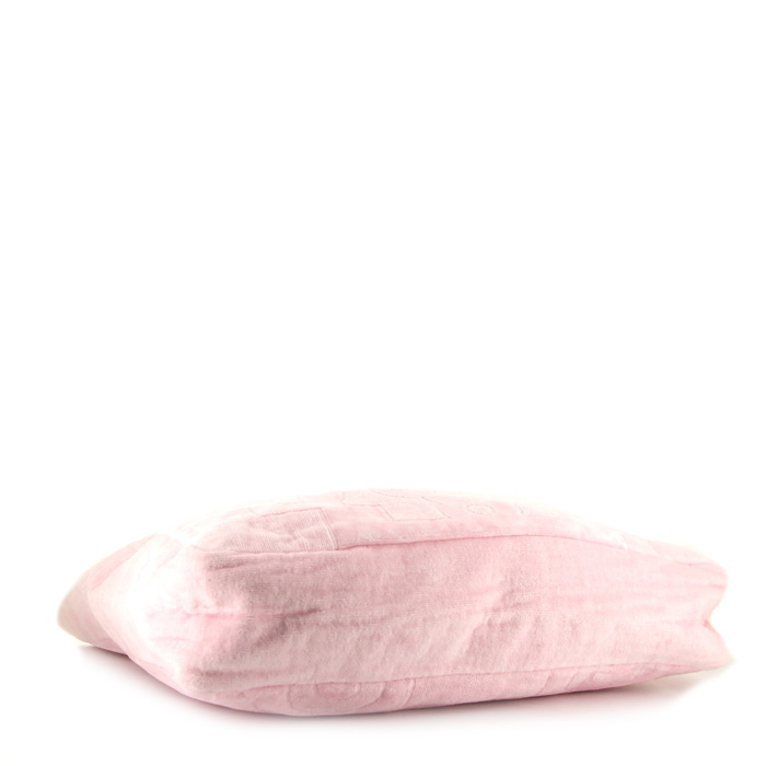 Chanel Grand Shopping shopping bag in pink terry fabric - Detail D4