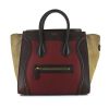 Celine Luggage handbag in burgundy and brown leather and beige suede - 360 thumbnail