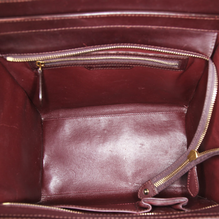 Borsa Celine Luggage in pelle bordeaux e marrone e camoscio beige - Detail D2
