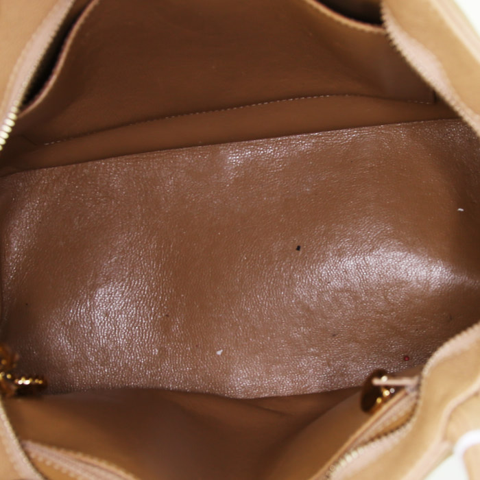 Borsa Chanel Medaillon in pelle martellata e trapuntata beige - Detail D2