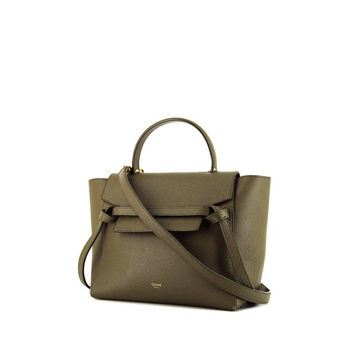 Celine Belt micro modèle shoulder bag in khaki grained leather - 00pp