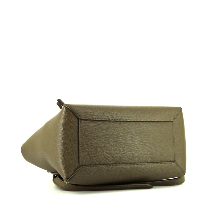 Celine Belt micro modèle shoulder bag in khaki grained leather - Detail D5