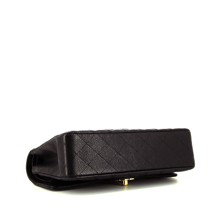 Chanel Timeless handbag in black quilted grained leather - Detail D5