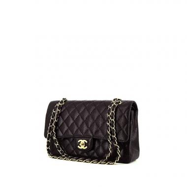 Sac à main Chanel Timeless Classic en cuir grainé matelassé noir