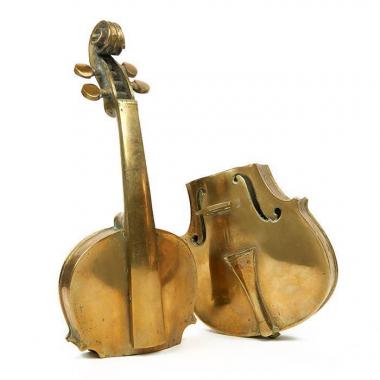 Arman, "Violon", gilded patinated bronze sculpture, Jacques Putman limited edition, signed and numbered, of 1972