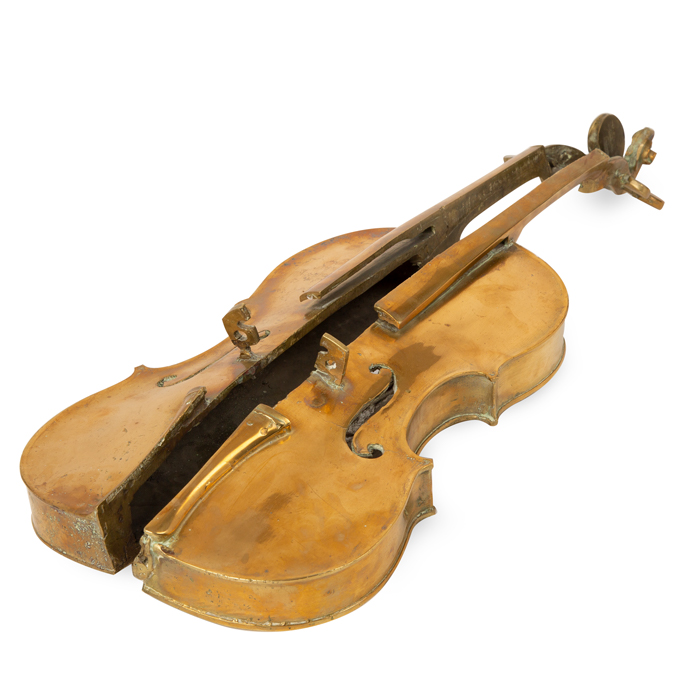 Arman, "Violon", sculpture en bronze patiné doré, édition limitée Jacques Putman, signée et numérotée, de 1972 - Detail D1