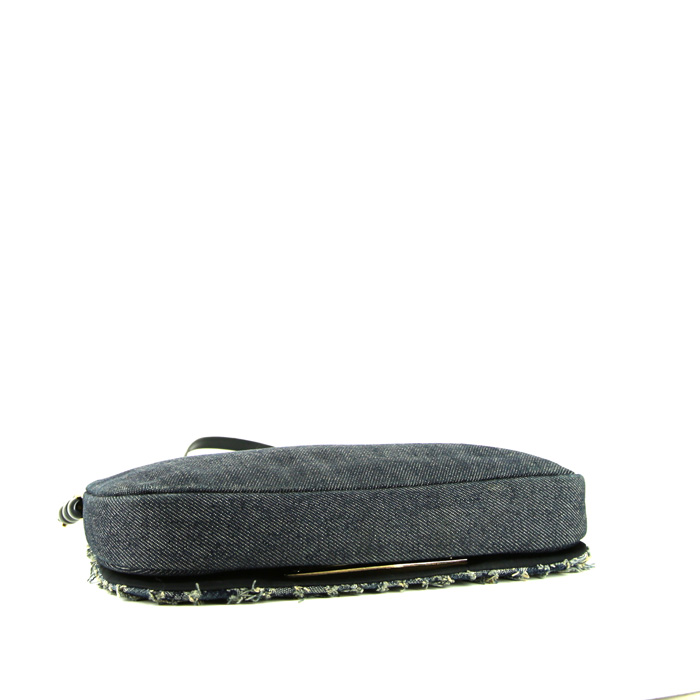 Sac à main Dior Malice en toile denim bleue et cuir bleu - Detail D4