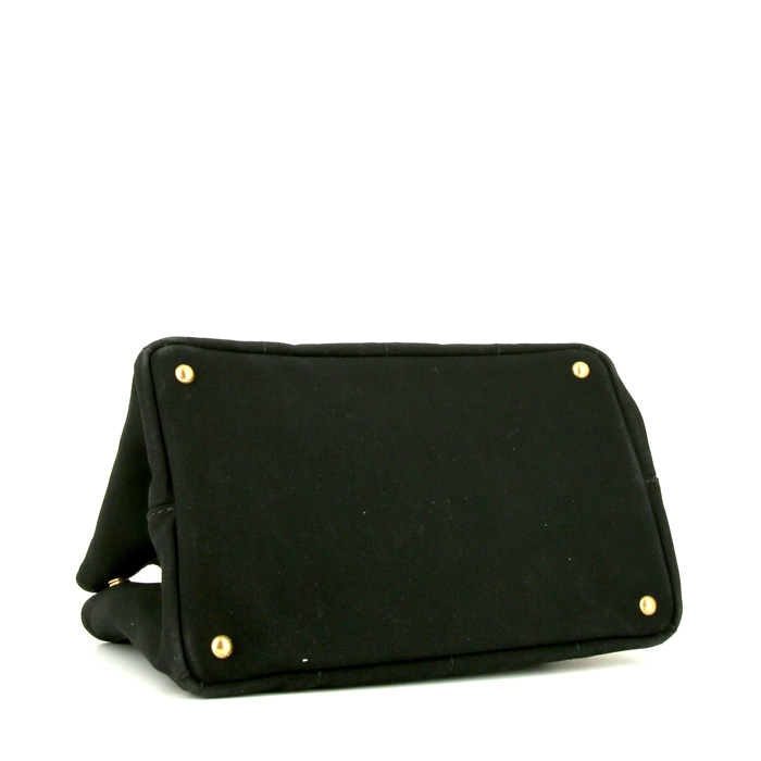 Shopping bag Prada Jacquard in tela siglata nera - Detail D5