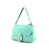 Fendi Big Mama handbag in turquoise denim canvas and turquoise lizzard - 00pp thumbnail