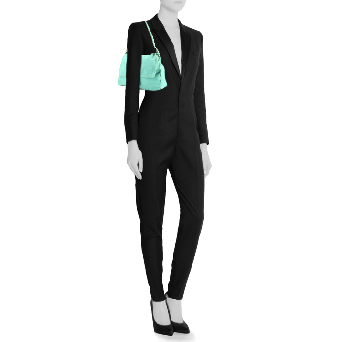 Borsa Fendi Big Mama in tela denim turchese e lucertola turchese - Detail D1