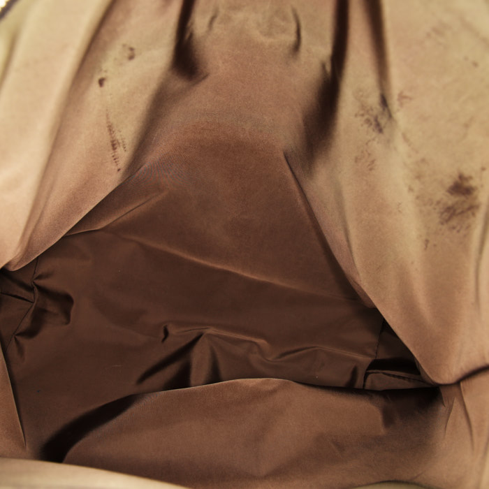 Shopping bag Louis Vuitton in tela nera e pelle marrone - Detail D2