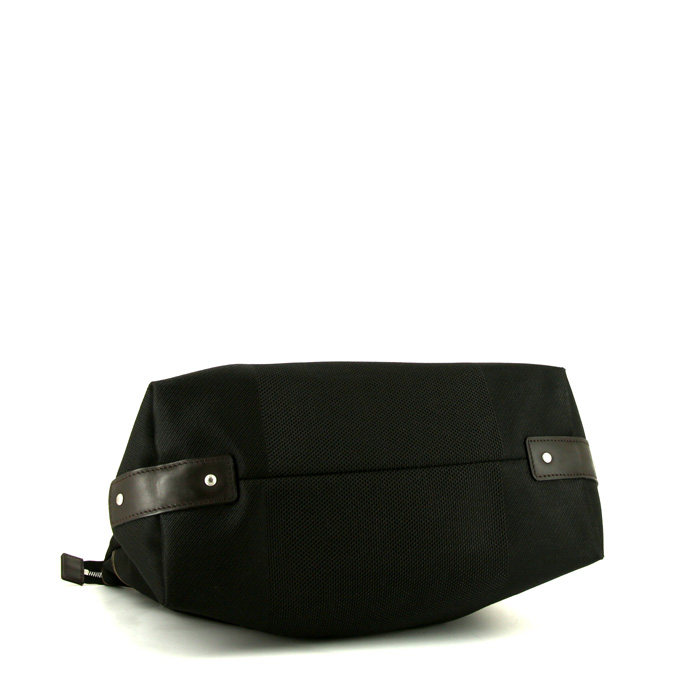 Shopping bag Louis Vuitton in tela nera e pelle marrone - Detail D4
